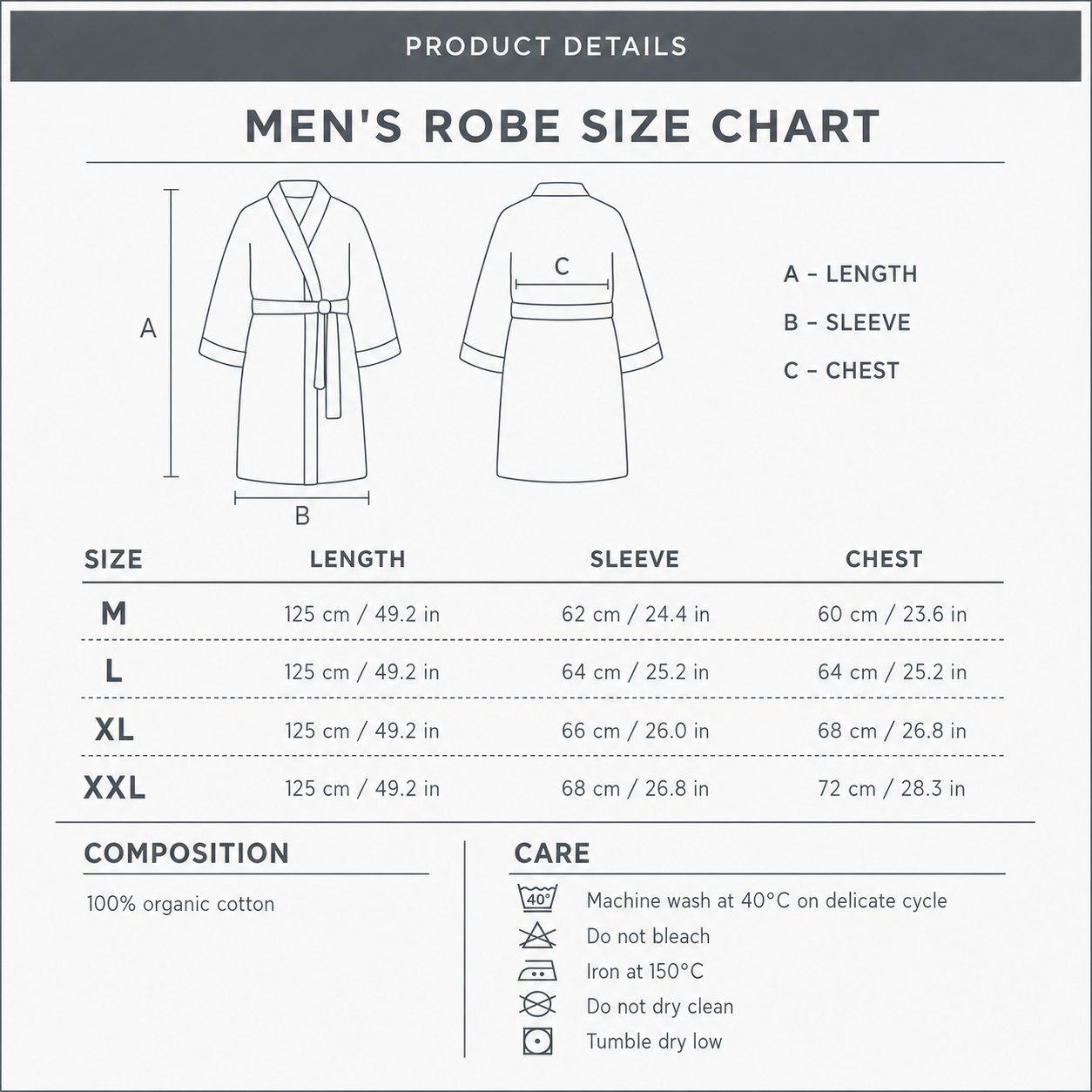 Paye Organic Turkish Cotton Men's Bathrobe Cream