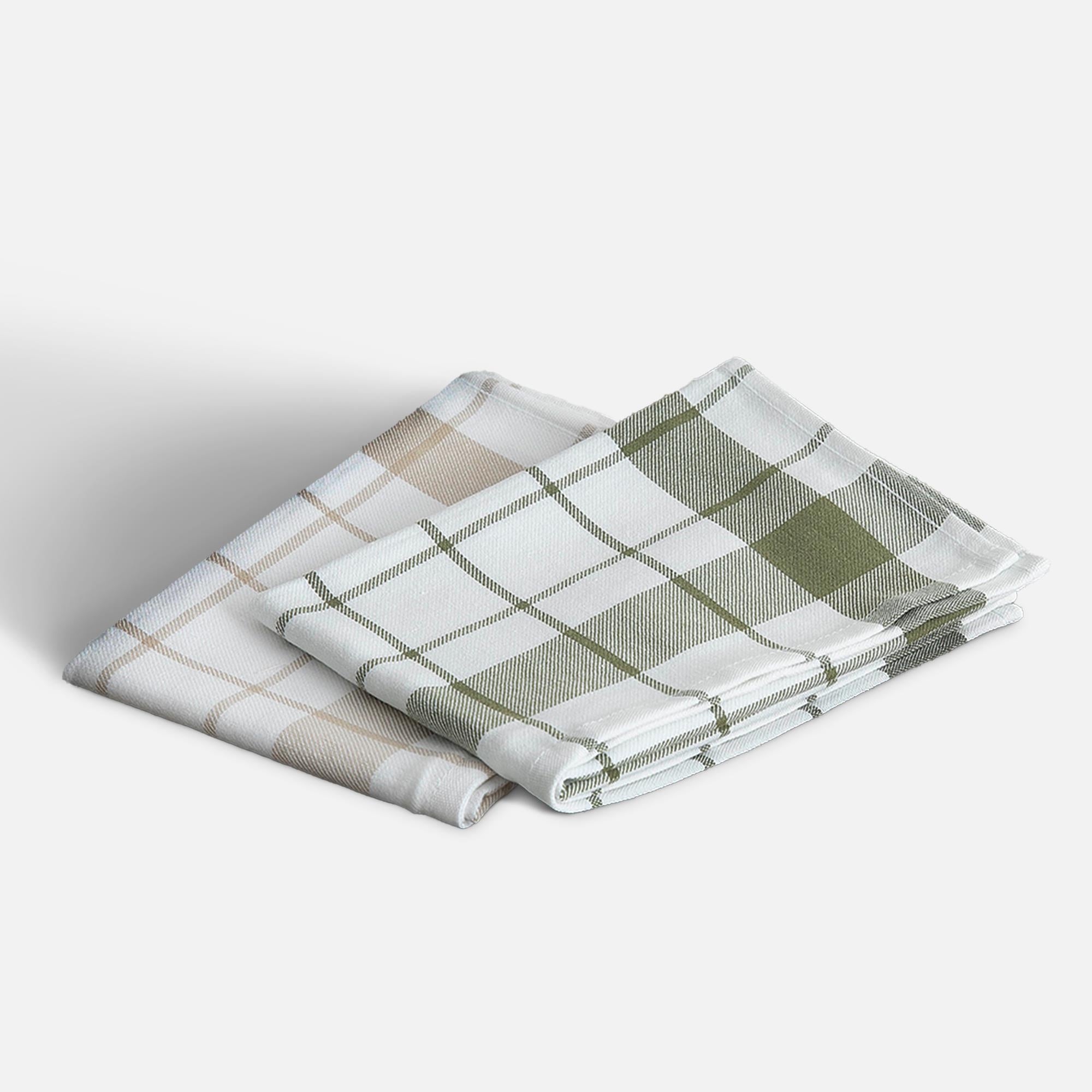 Esila Cotton Tea Towel Set of 2 Beige-Green