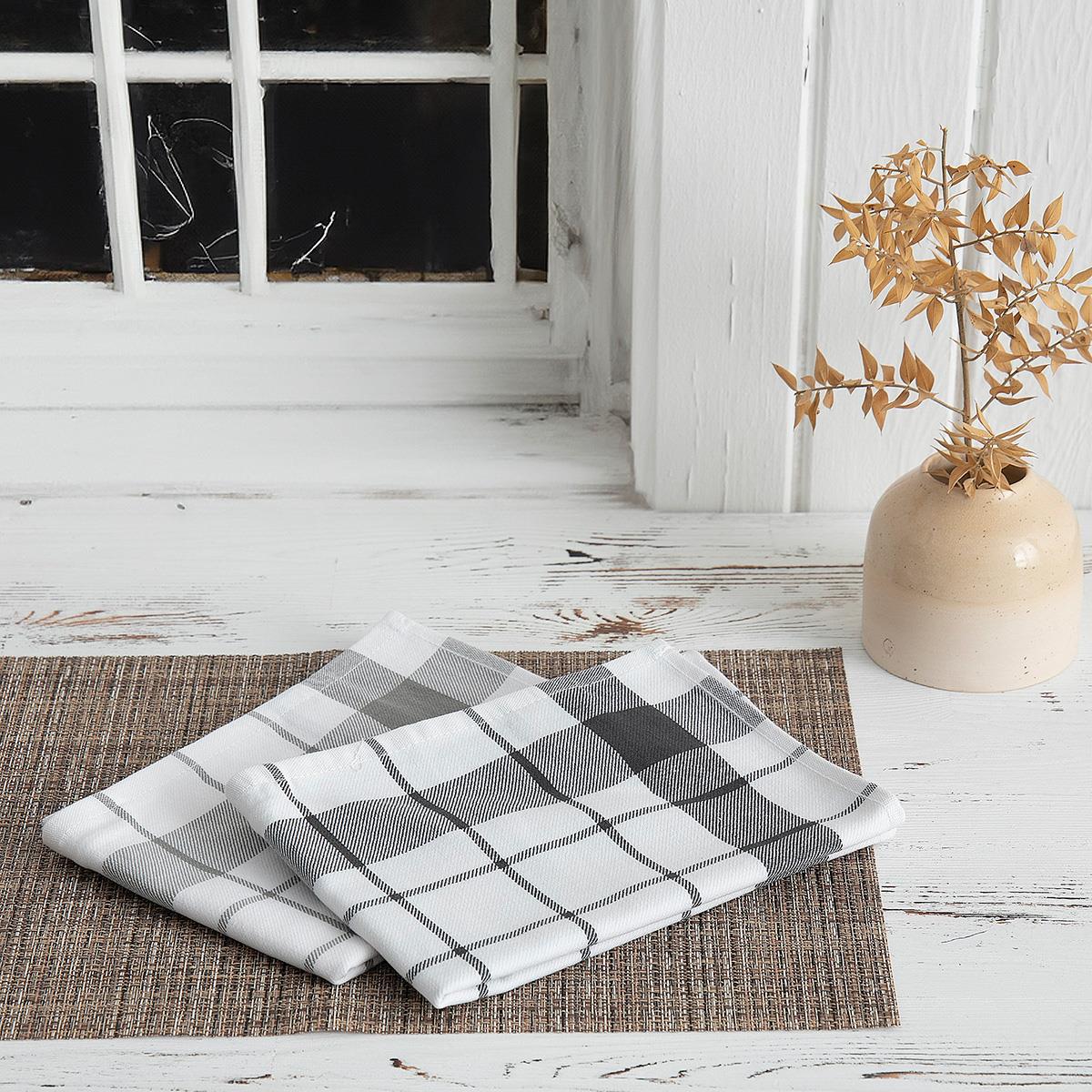 Esila Cotton Tea Towel Set of 2 Grey-Anthracite