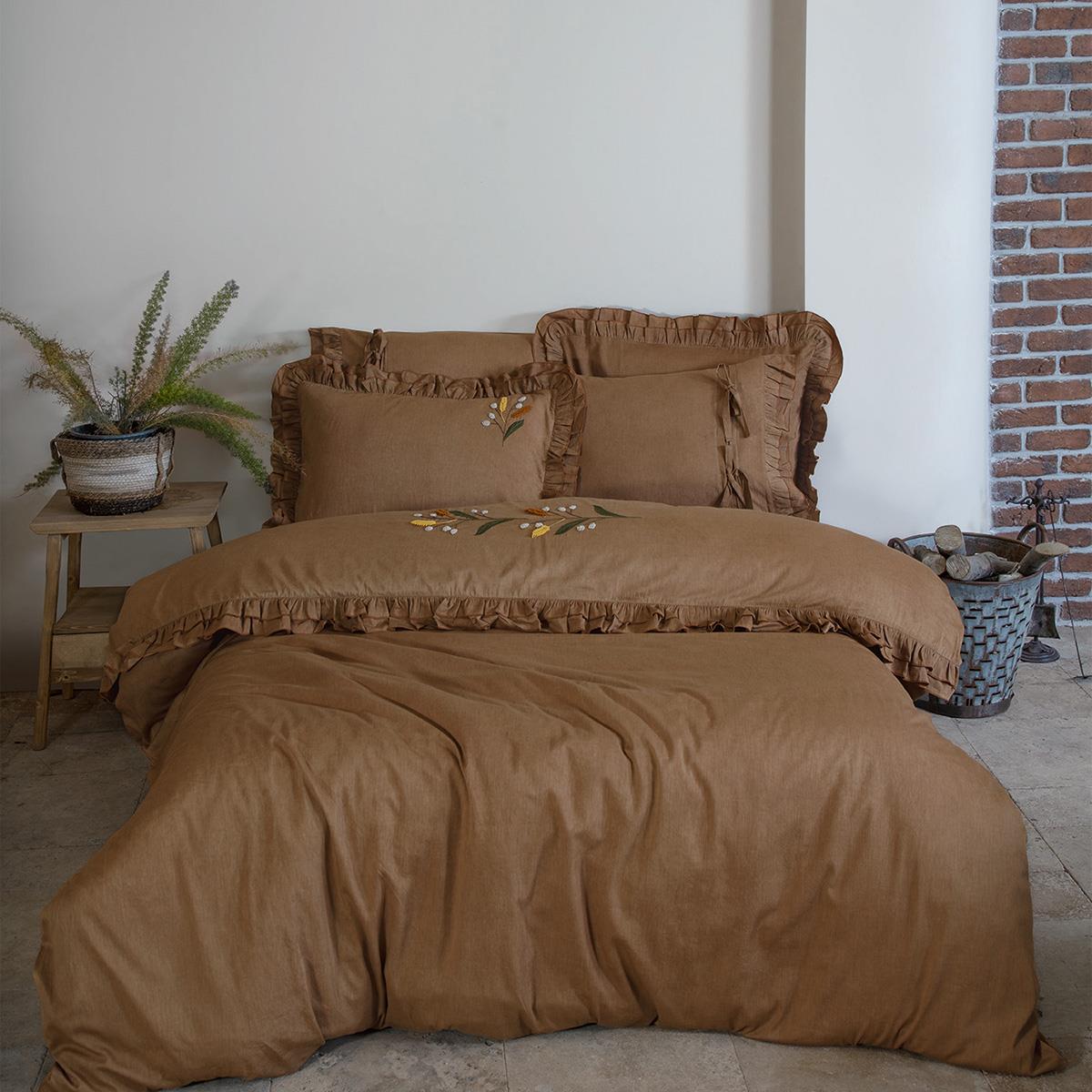 Farah Organic Cotton Satin King Bedding Set Brown