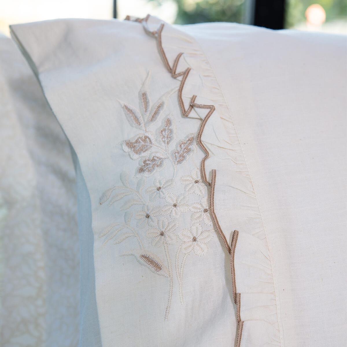 Flora Organic Cotton Linen Double Bedding Set Cream