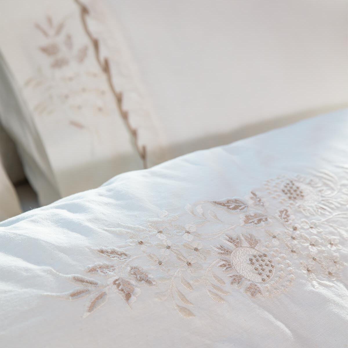 Flora Organic Cotton Linen King Bedding Set Cream