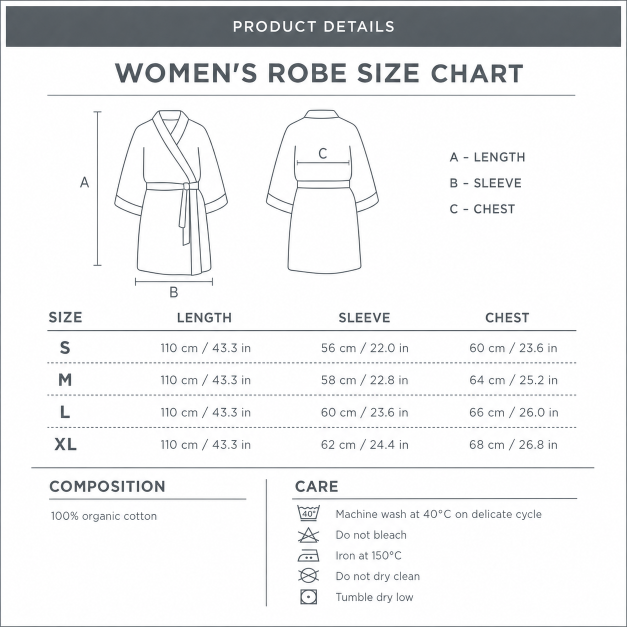 Ecosoft Organic Turkish Cotton Women's Bathrobe Cream