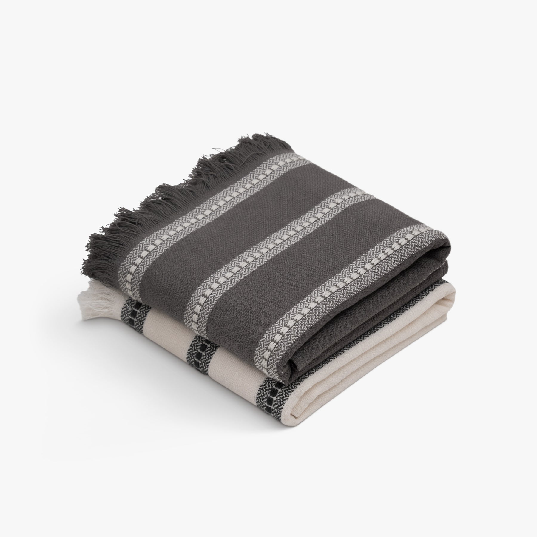 Neva Turkish Cotton Bouclé Dish Towel Set of 2 Cream/Anthracite