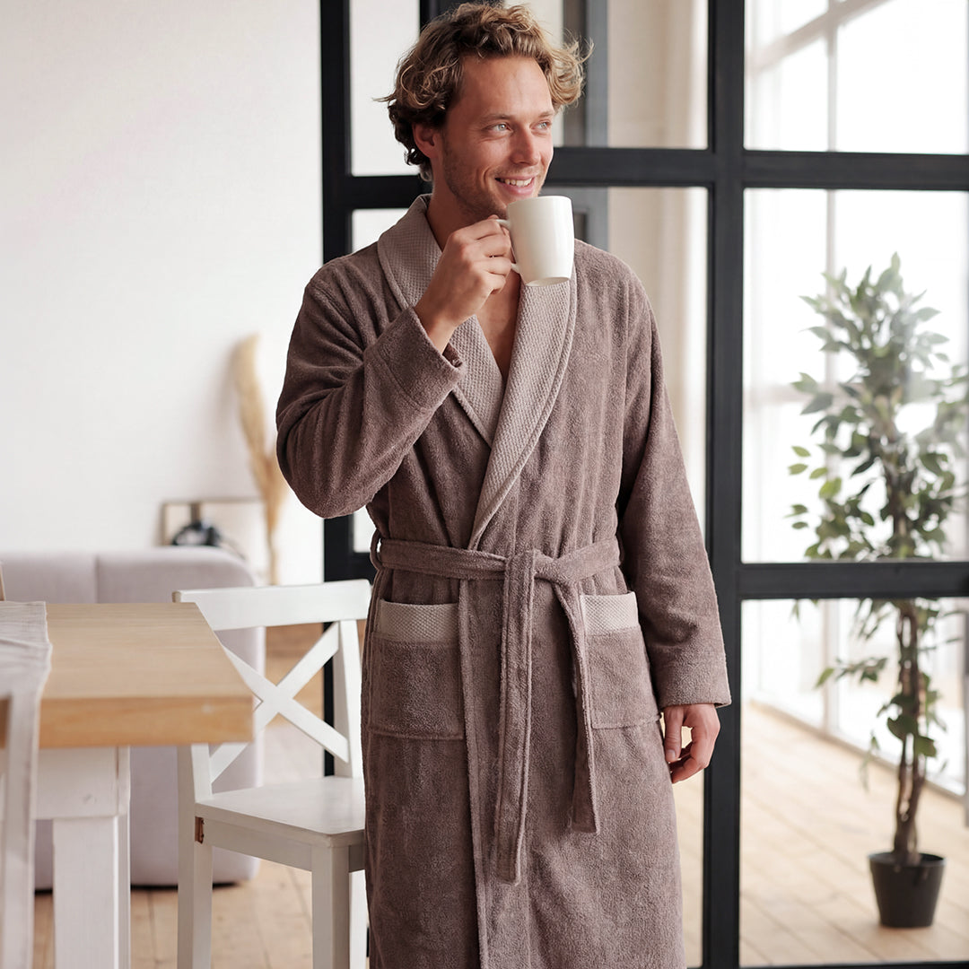 Lara Turkish Cotton Men's Bathrobe Brown