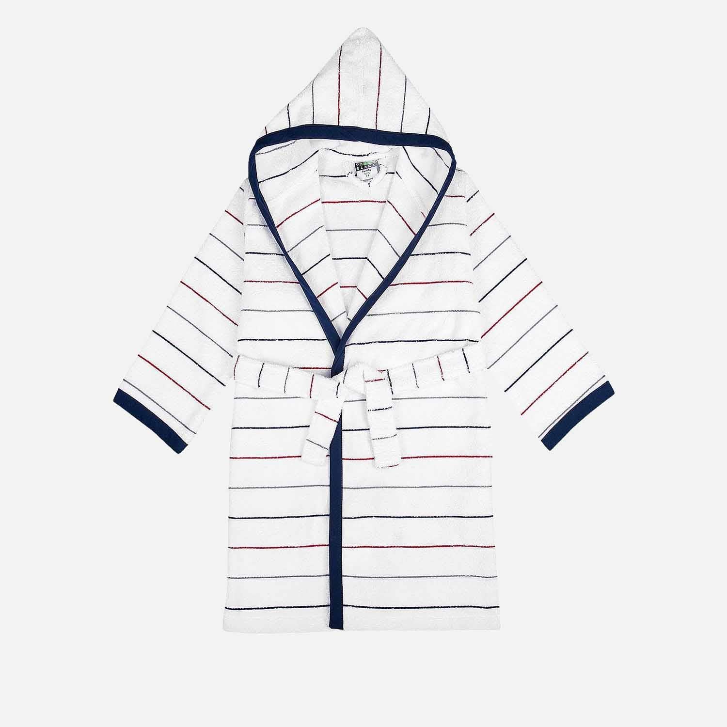 Lavinia Organic Cotton Kids' Bathrobe Cream-Navy Blue