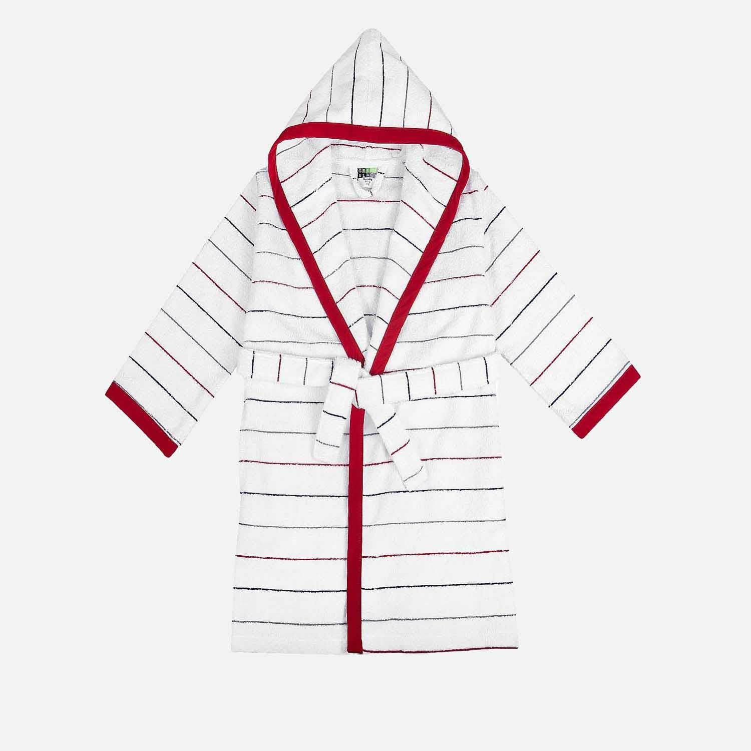 Lavinia Organic Cotton Kids' Bathrobe Cream-Red