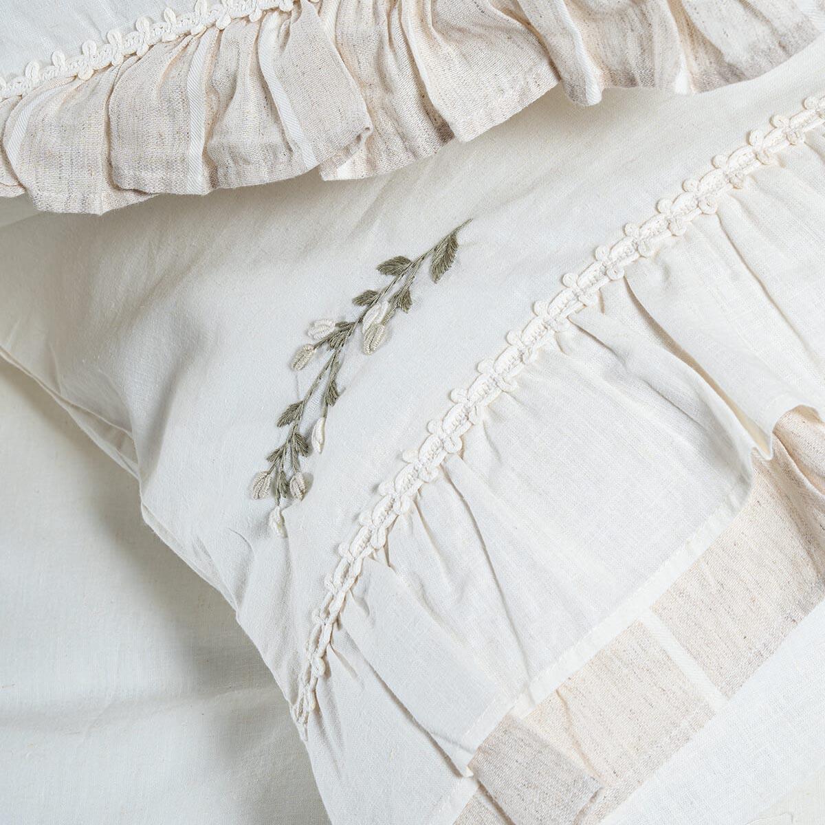 Leyna Cotton Linen Double Bedding Set Cream