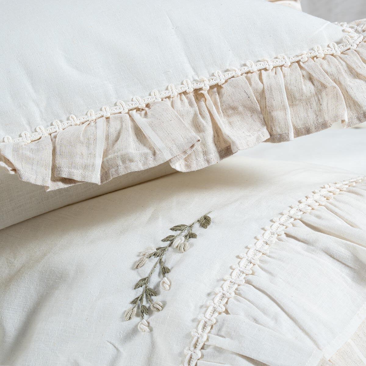 Leyna Cotton Linen Double Bedding Set Cream