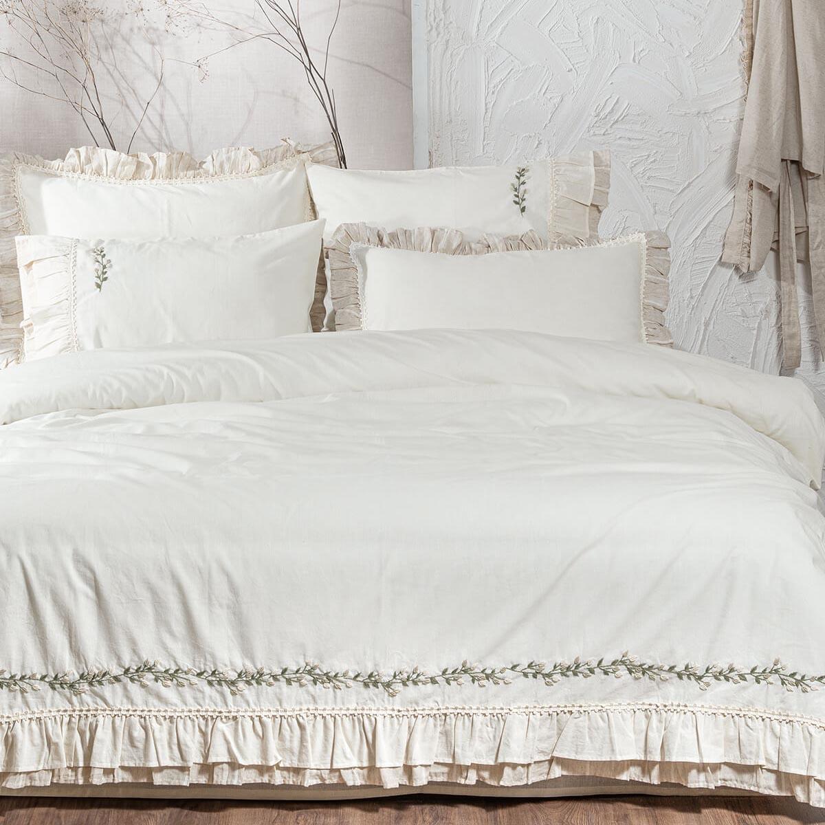 Leyna Cotton Linen Double Bedding Set Cream