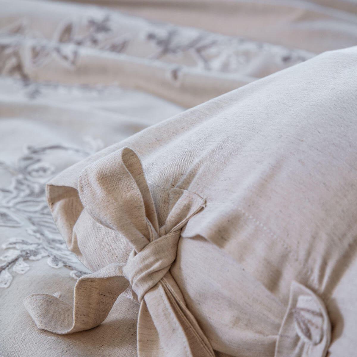 Libera Cotton Linen Double Bedding Set Cream-Beige