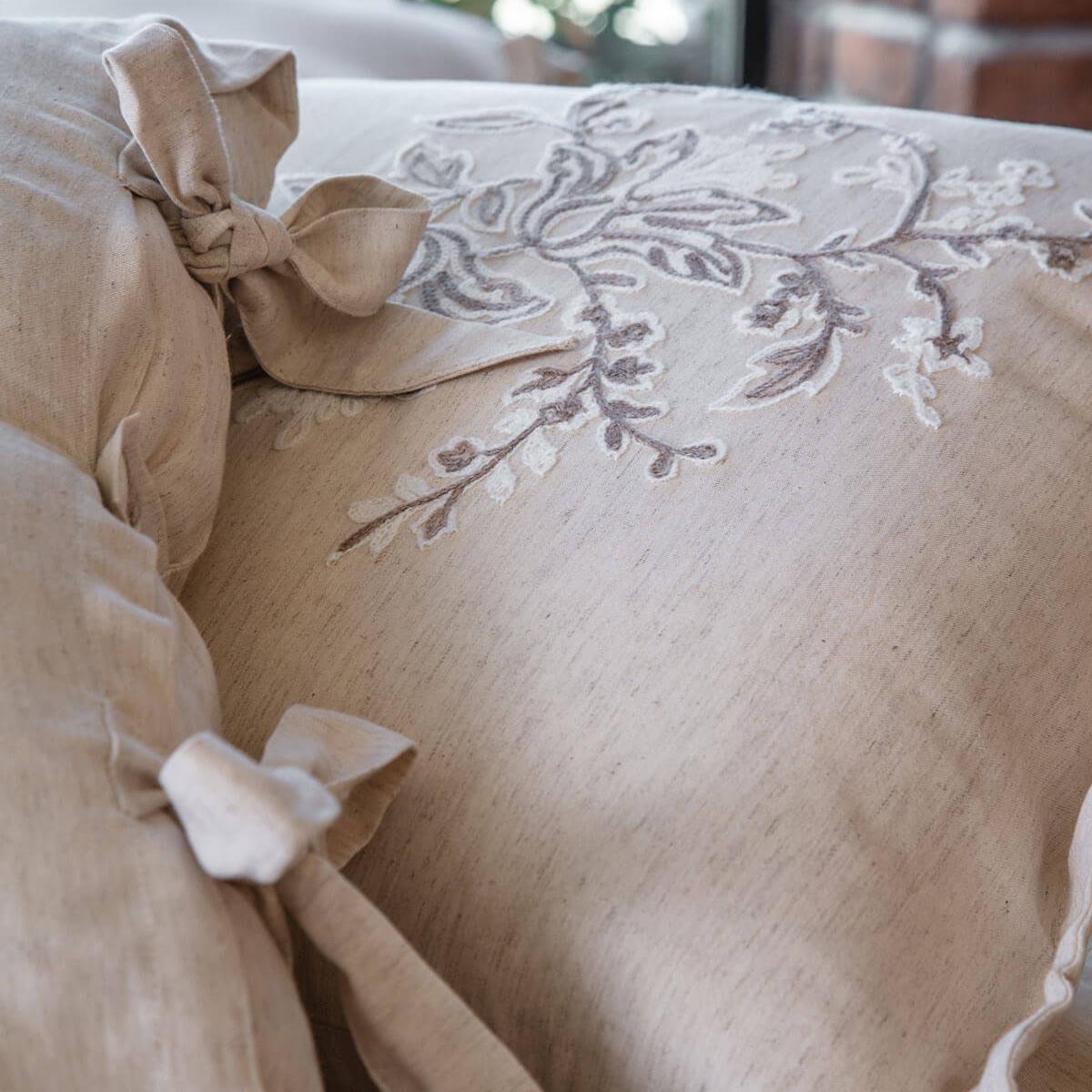 Libera Cotton Linen Double Bedding Set Cream-Beige