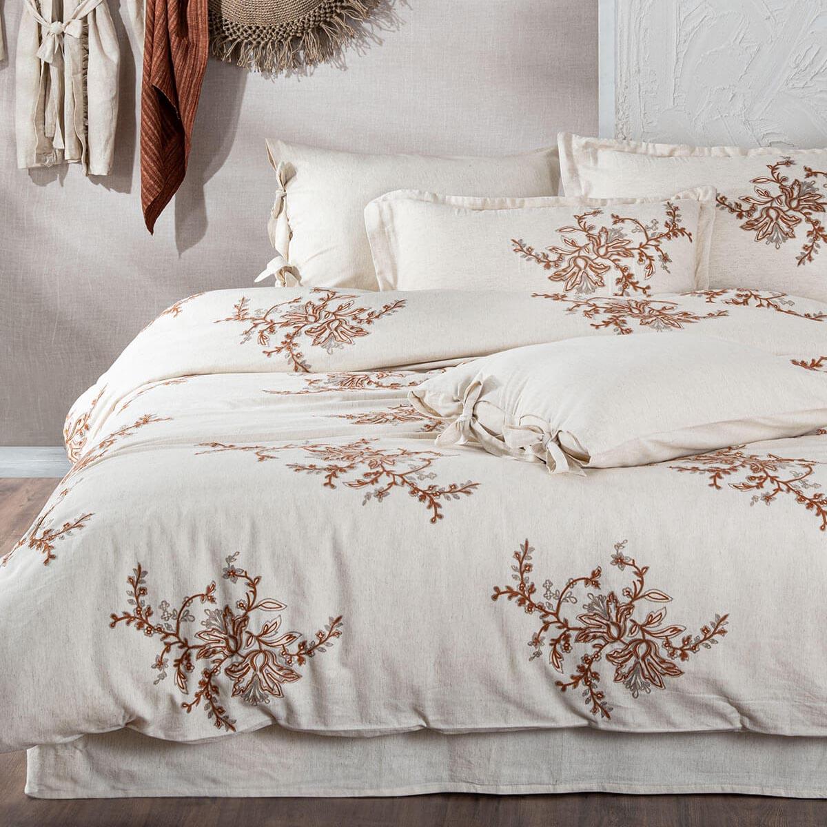 Libera Cotton Linen Double Bedding Set Cream-Terra