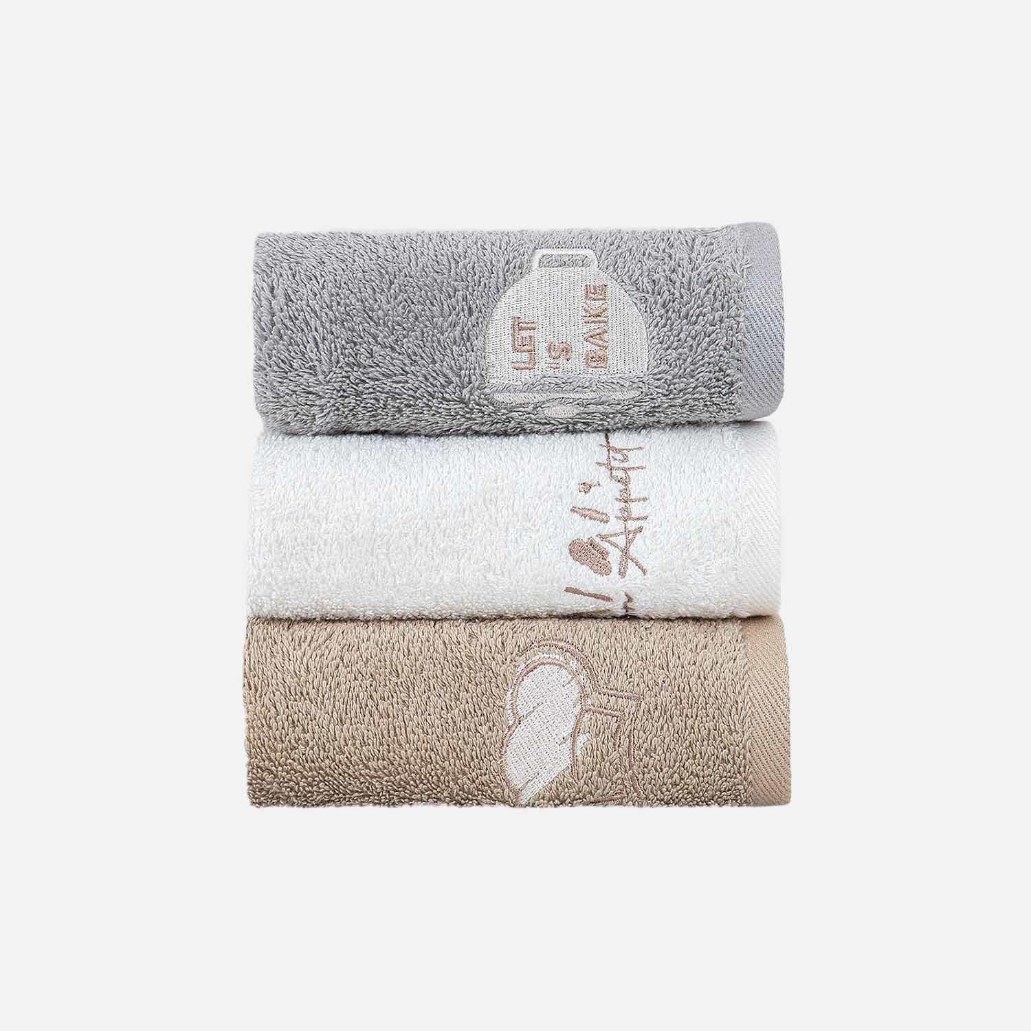 Mocha Organic Cotton Dish Towel Set Dark Beige - Cream - Gray