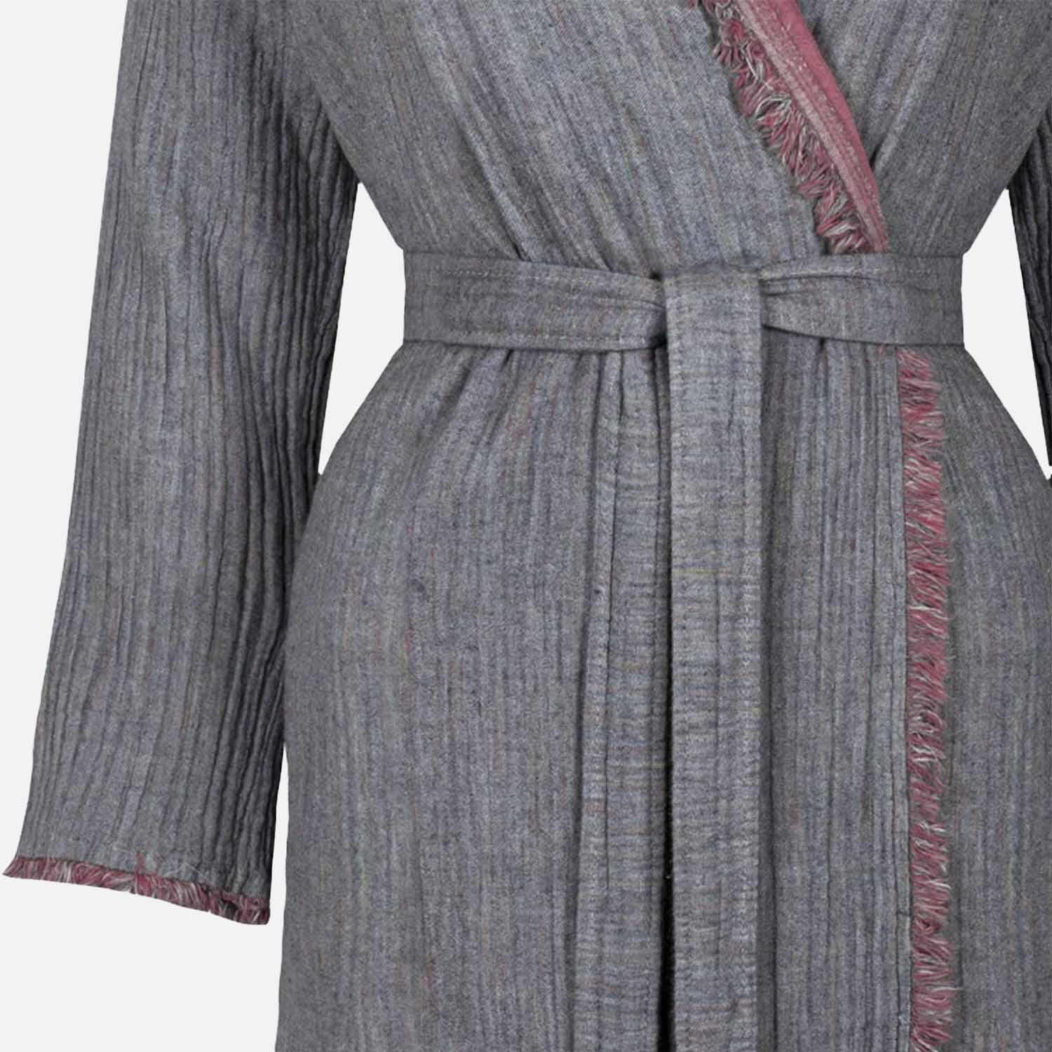 Muna Organic Cotton Inject Teen Bathrobe Burgundy-Anthracite