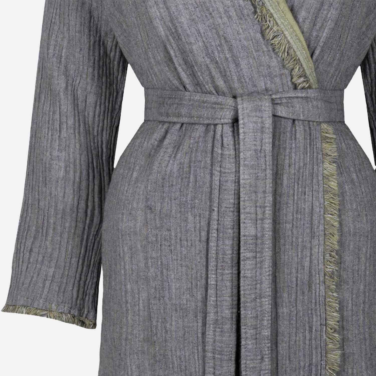 Muna Organic Cotton Inject Teen Bathrobe Green-Anthracite