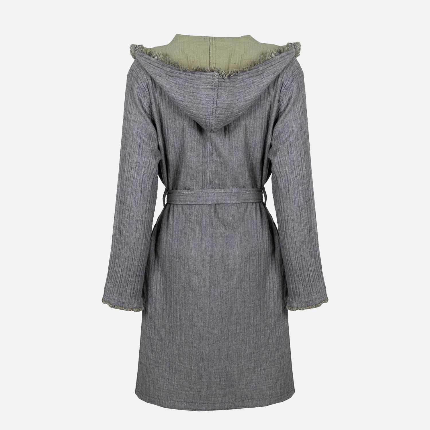 Muna Woman Bathrobe 100% Organic Cotton Inject Green-Anthracite