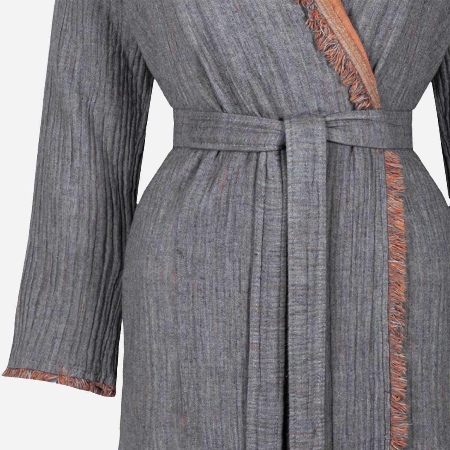 Muna Woman Bathrobe 100% Organic Cotton Inject Terra-Anthracite