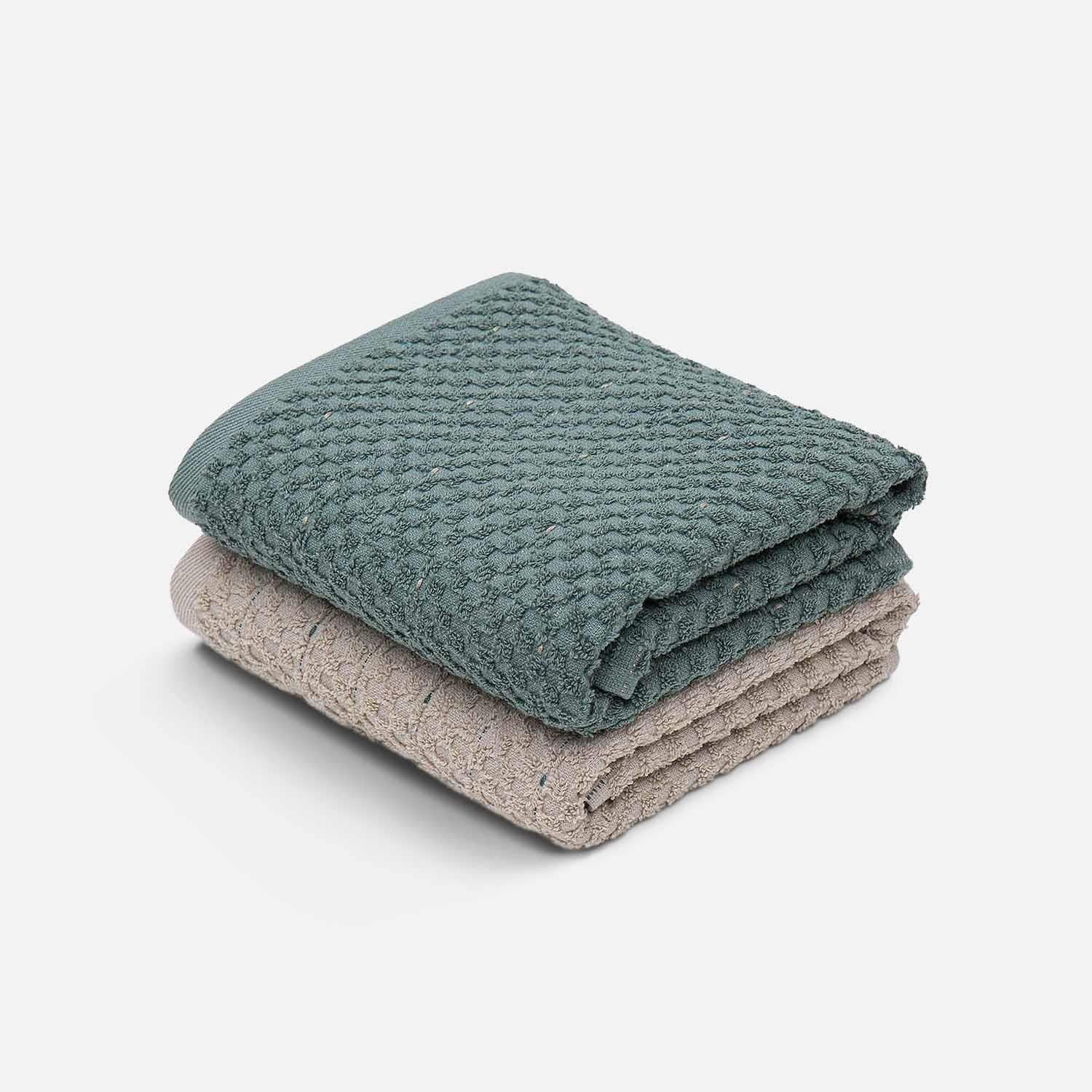 Parla Cotton Bouclé Dish Towel Set of 2 Beige-Green