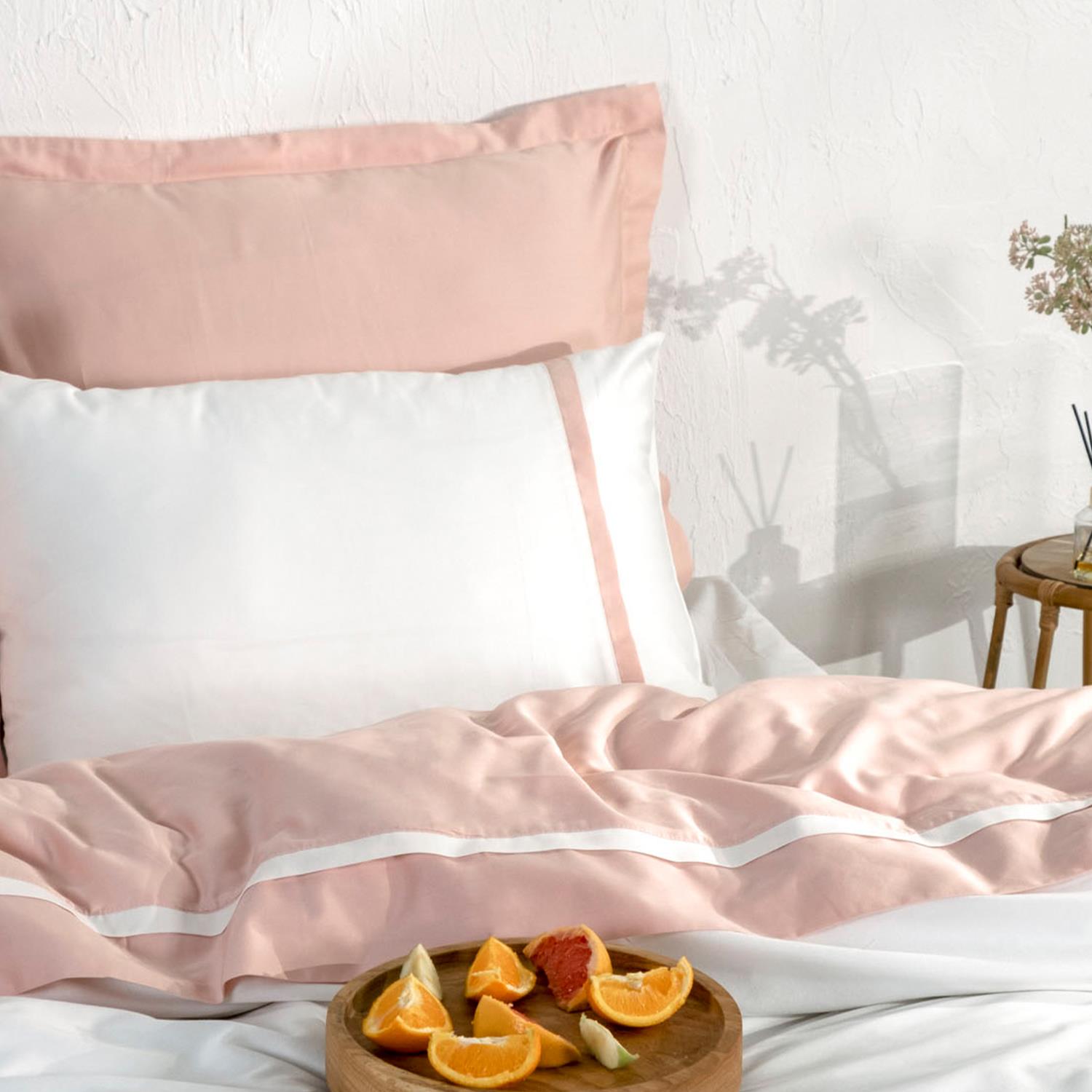 New Basic Organic Cotton Satin King Bedding Set Powder