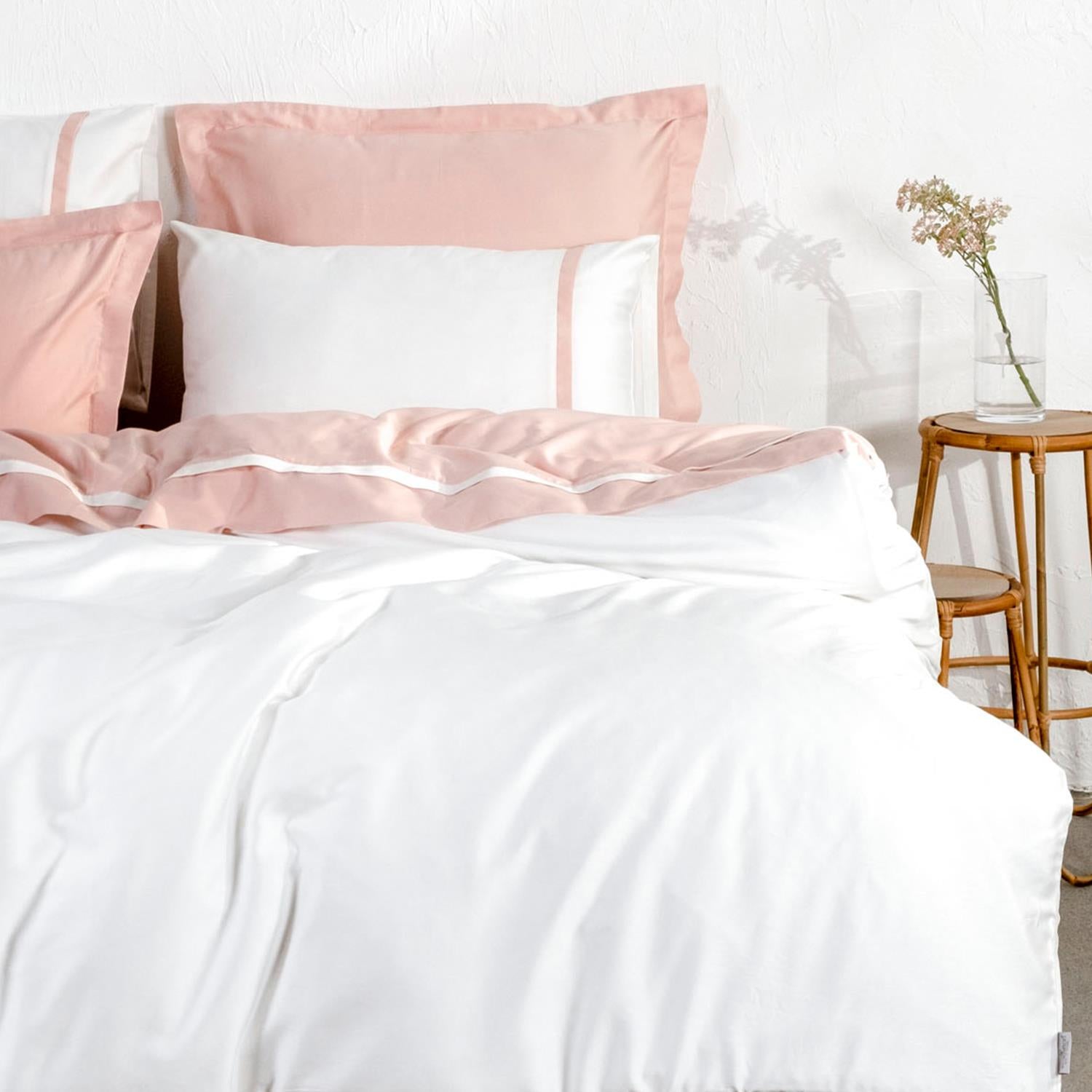 New Basic Organic Cotton Satin King Bedding Set Powder