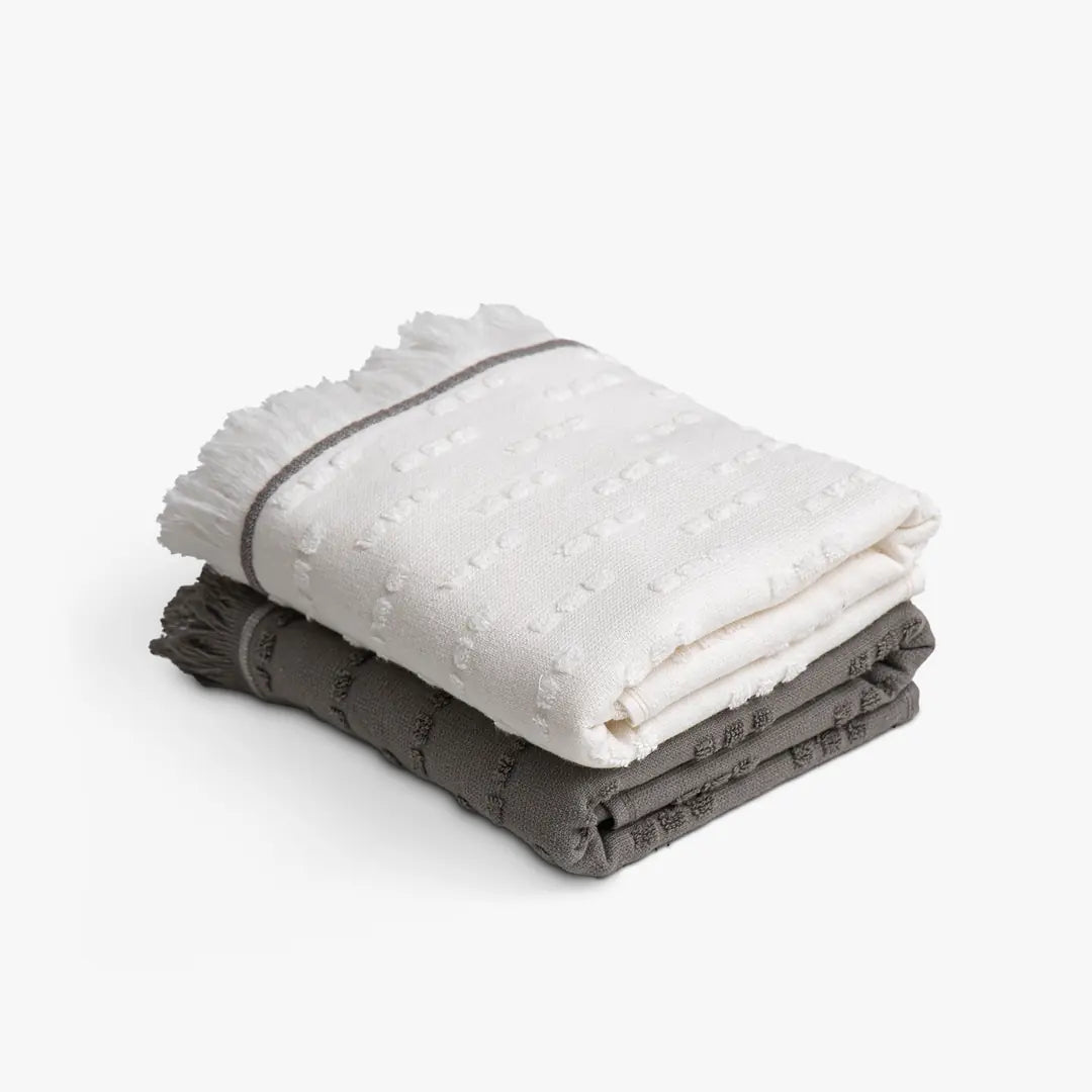 Pera Cotton Bouclé Dish Towel Set of 2 Cream-Anthracite