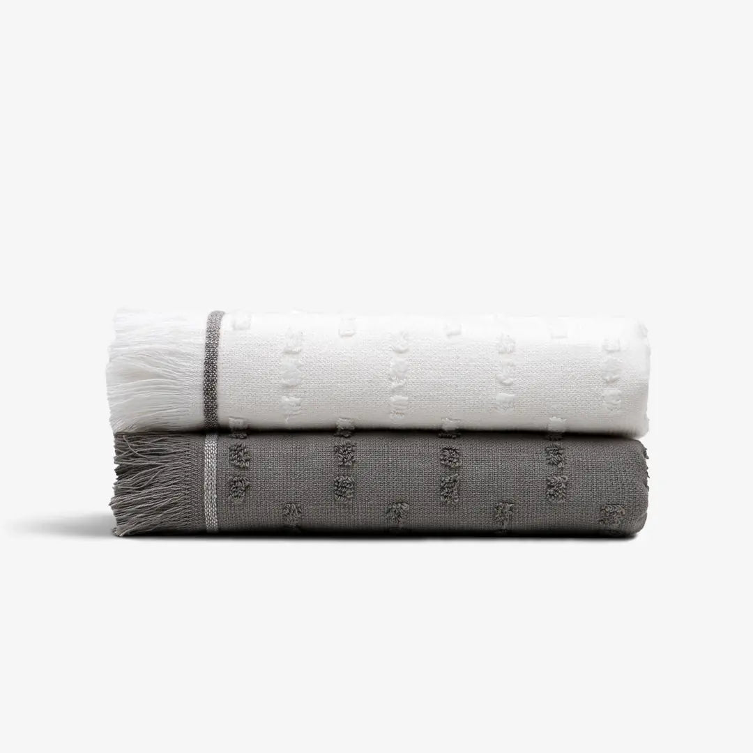 Pera Turkish Cotton Bouclé Dish Towel Set of 2 Cream-Anthracite