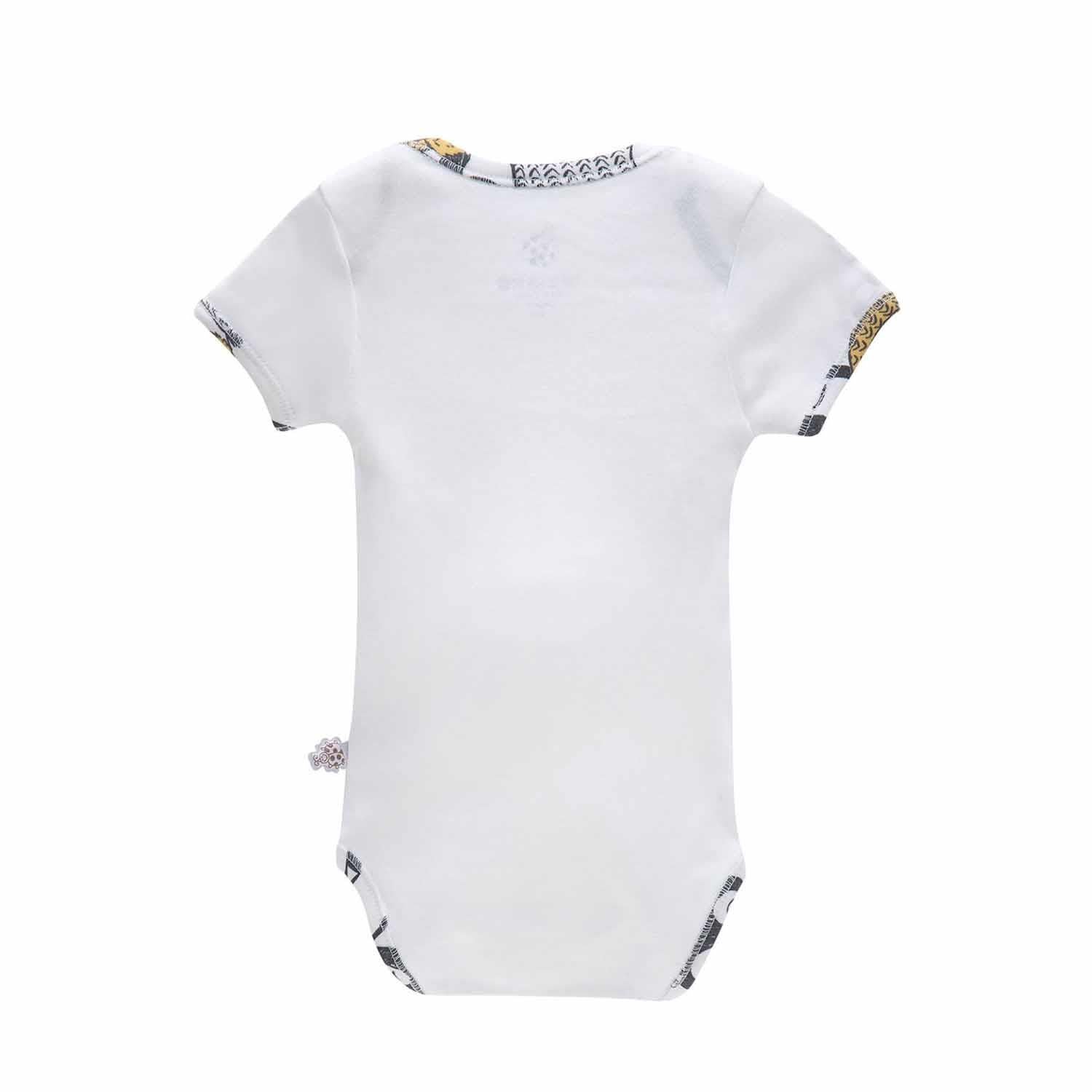 Pingu Organic Cotton Baby Bodysuit Set of 2 Short Sleeved White-Anthracite