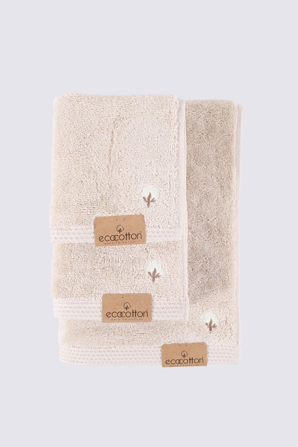 Pure Cotton Organic Bath Towel Set of 3 Beige