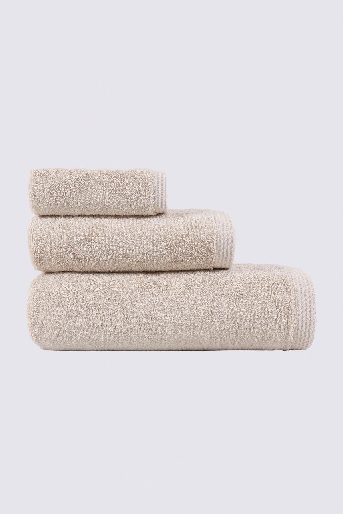 Pure Cotton Organic Bath Towel Set of 3 Beige