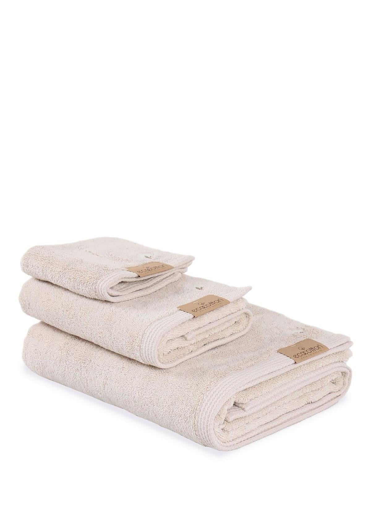 Pure Cotton Organic Bath Towel Set of 3 Beige