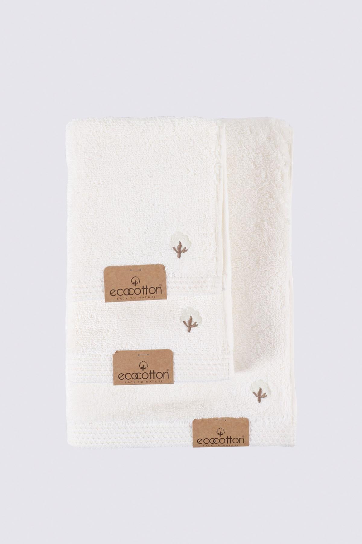 Pure Cotton Organic Bath Towel Set of 3 Cream