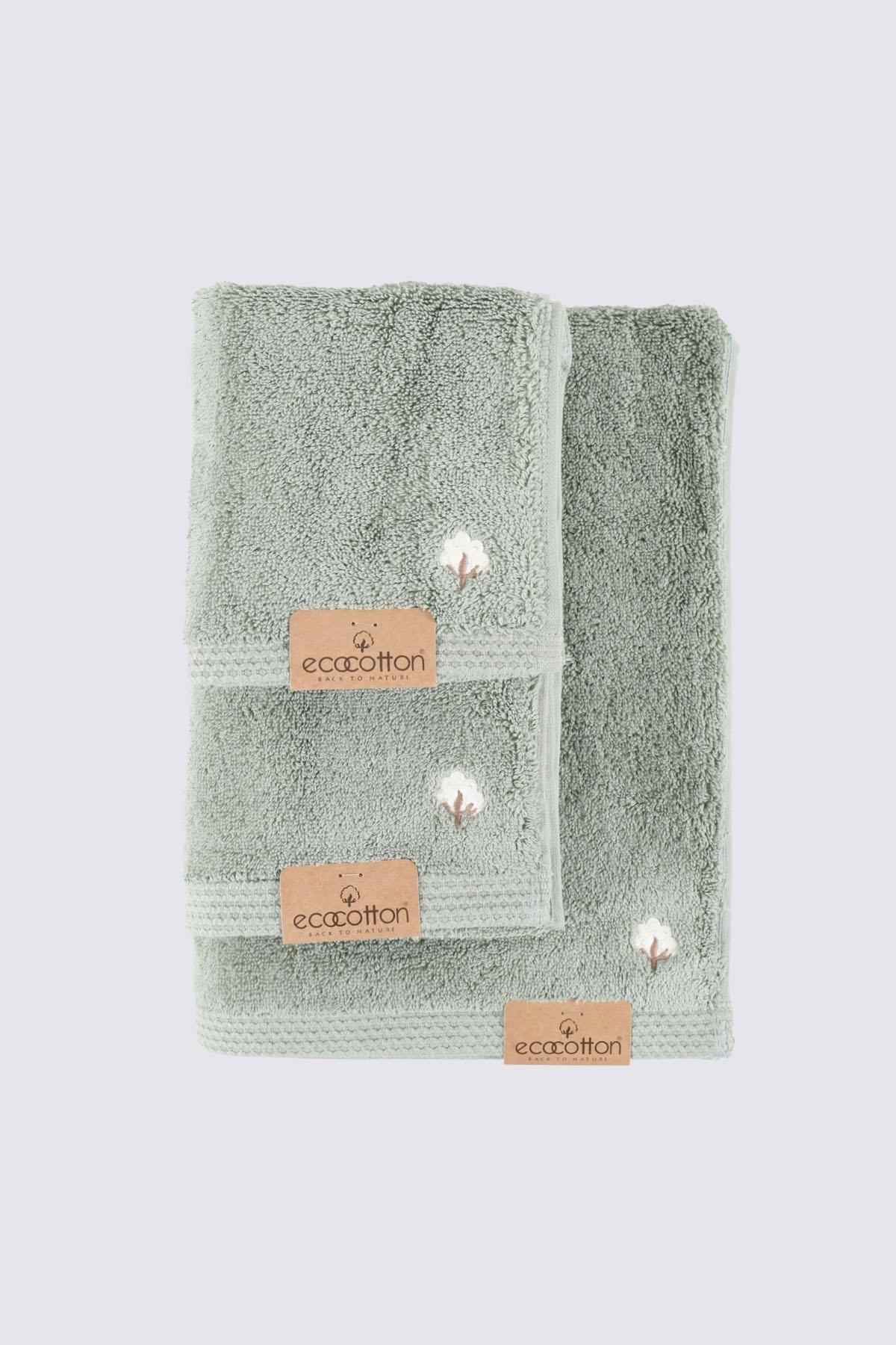 Pure Cotton Organic Bath Towel Set of 3 Green