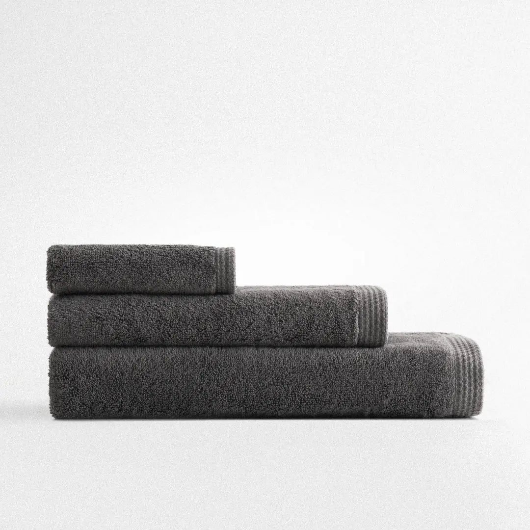 Pure Cotton Organic Bath Towel Set of 3 Anthracite