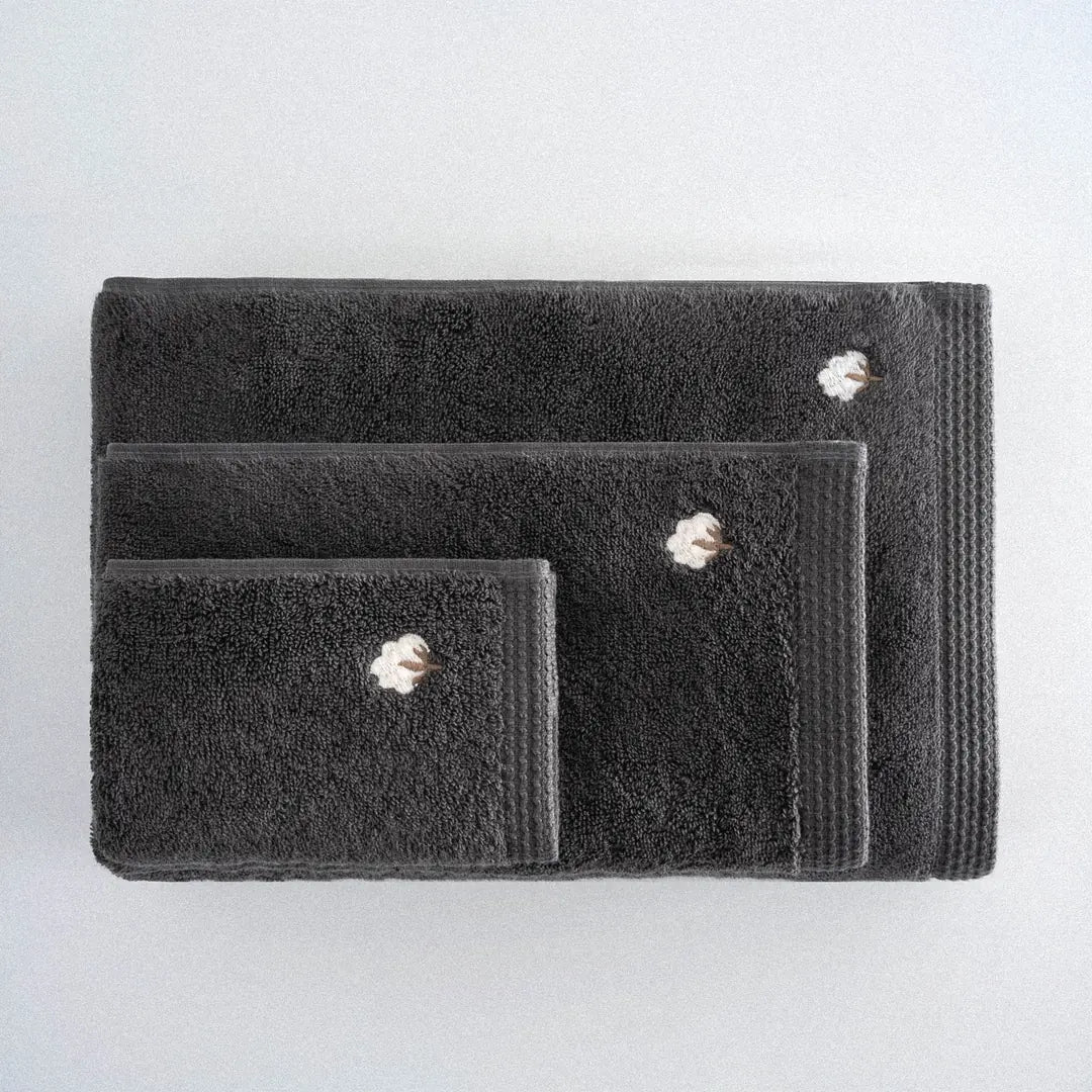 Pure Cotton Organic Bath Towel Set of 3 Anthracite