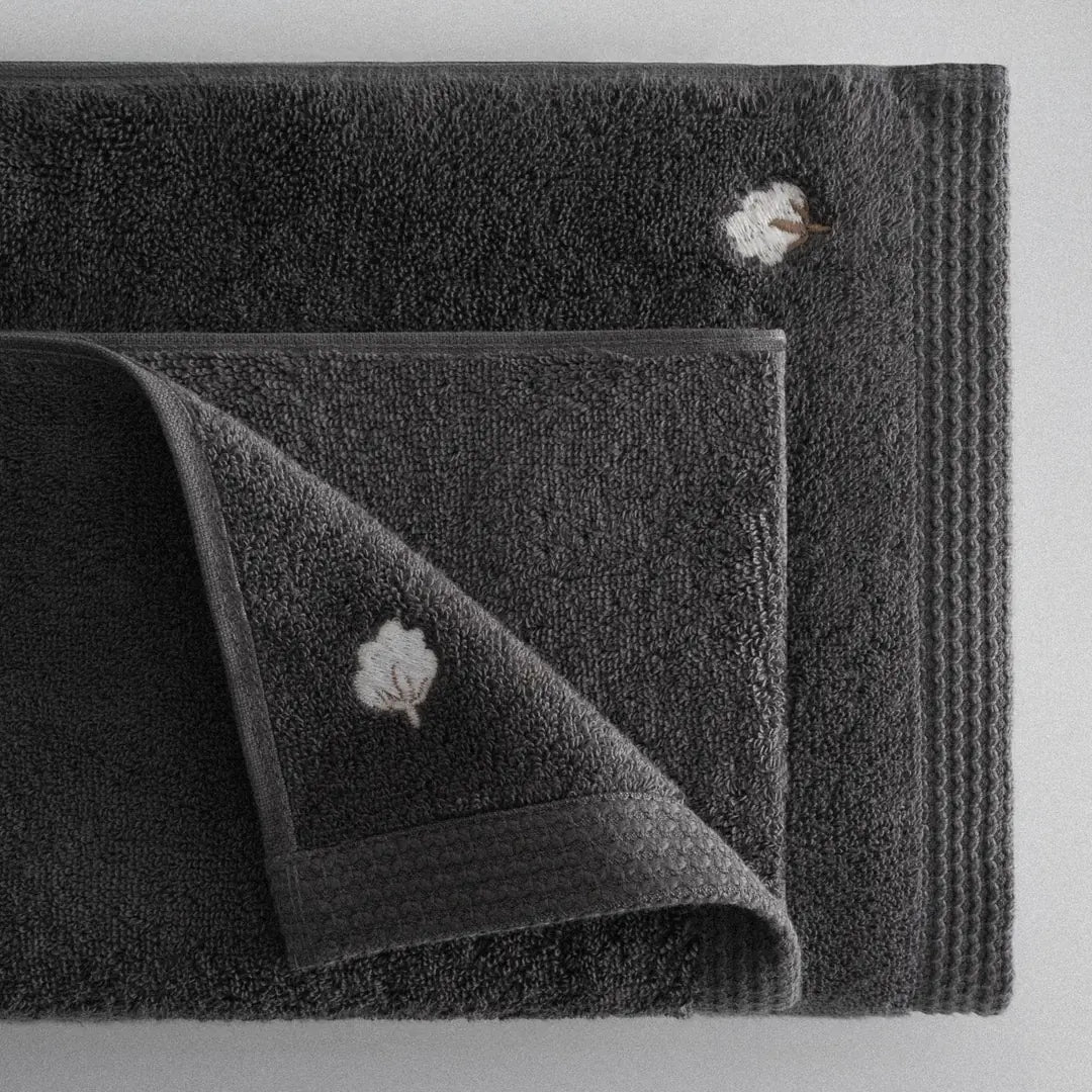 Pure Cotton Organic Bath Towel Set of 3 Anthracite
