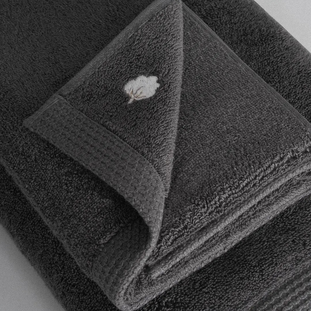 Pure Cotton Organic Bath Towel Set of 3 Anthracite