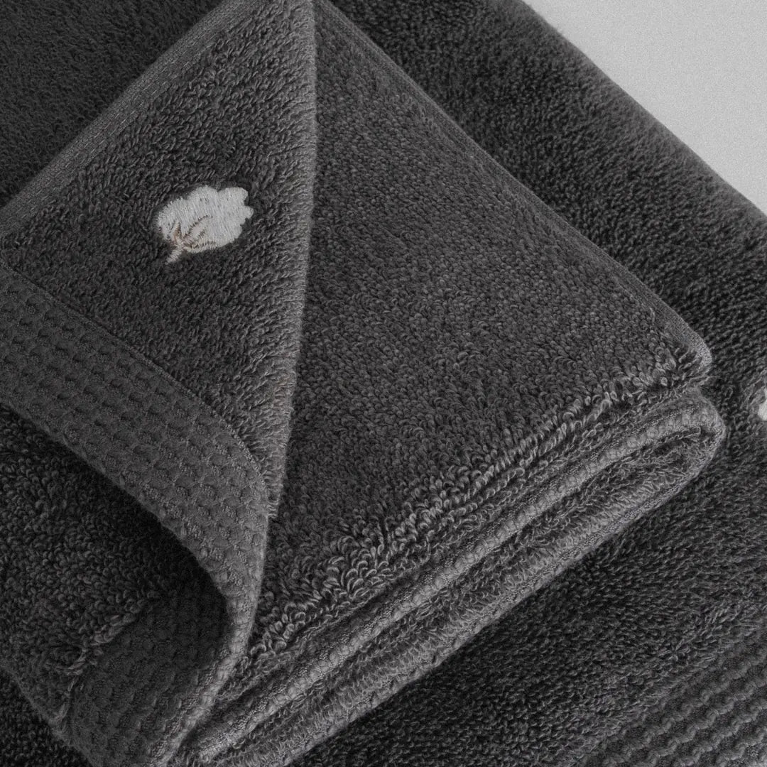 Pure Cotton Organic Bath Towel Set of 3 Anthracite