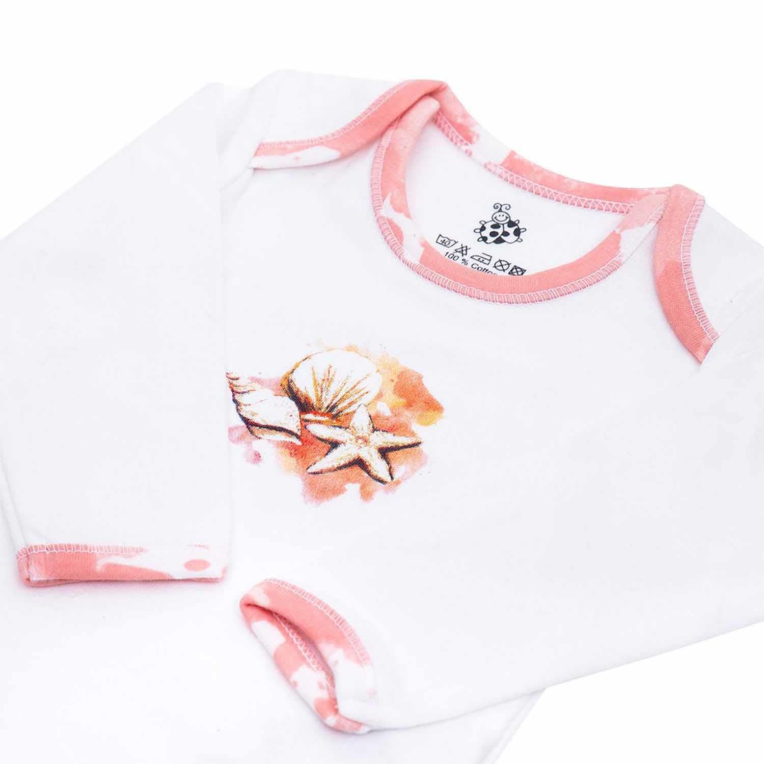 Rosa Organic Cotton Baby Bodysuit Set of 2 Long Sleeved White-Salmon