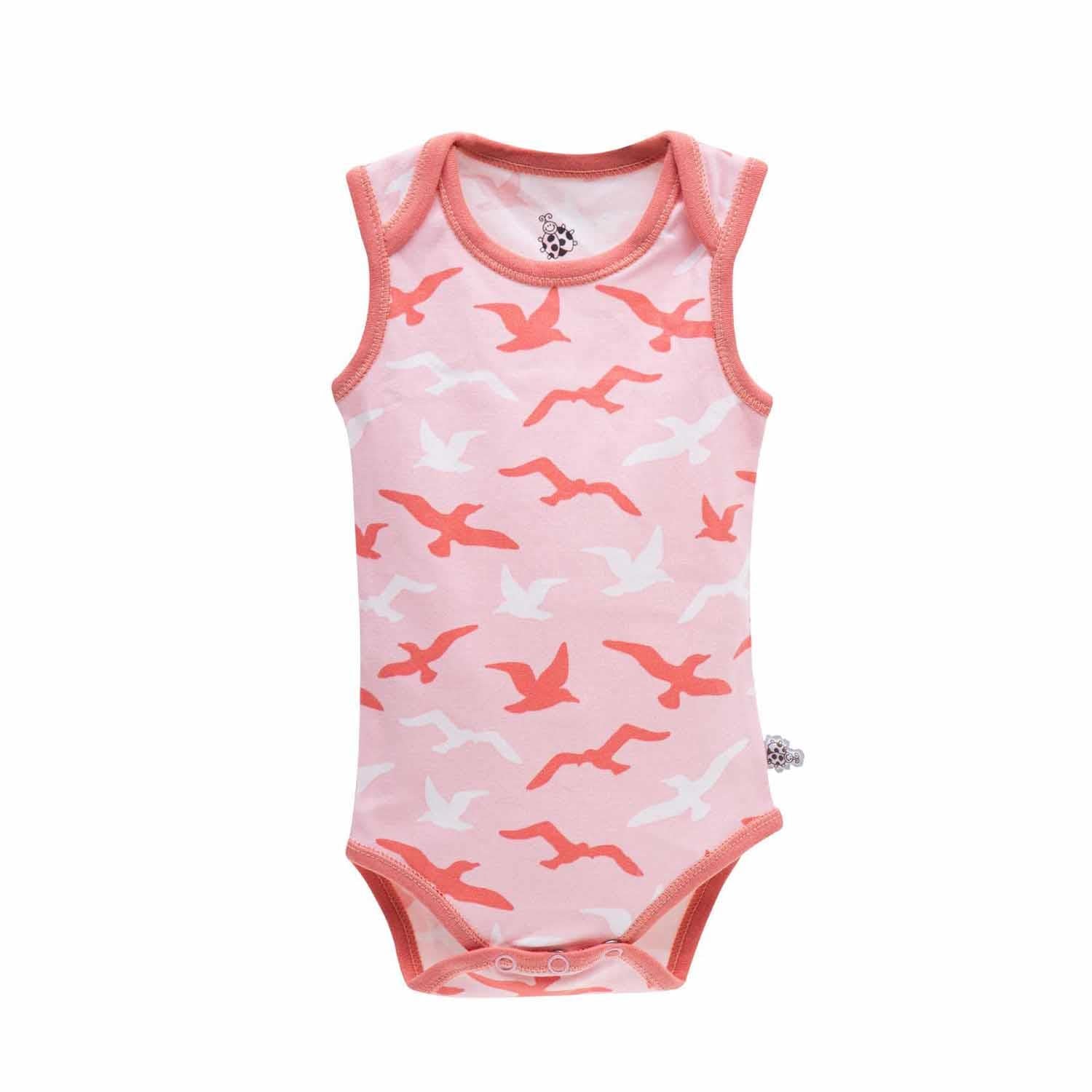 Rosa Organic Cotton Baby Bodysuit Set of 2 Sleeveless White-Salmon