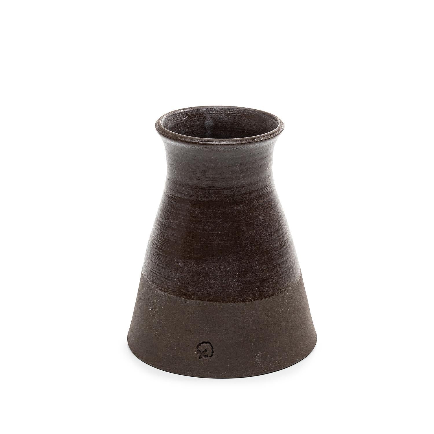 Sakura %100 %Handmade Textured Vase Large Size Brown