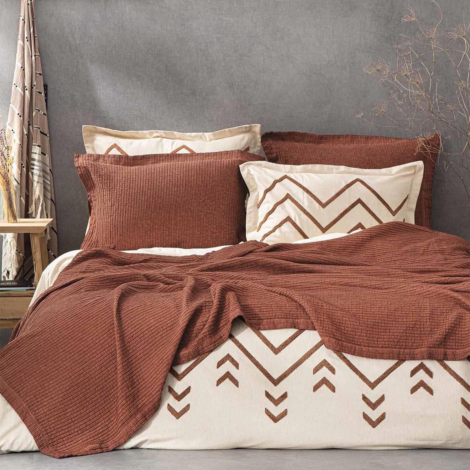 Sara Organic Cotton Pique Double Bedspread Terra