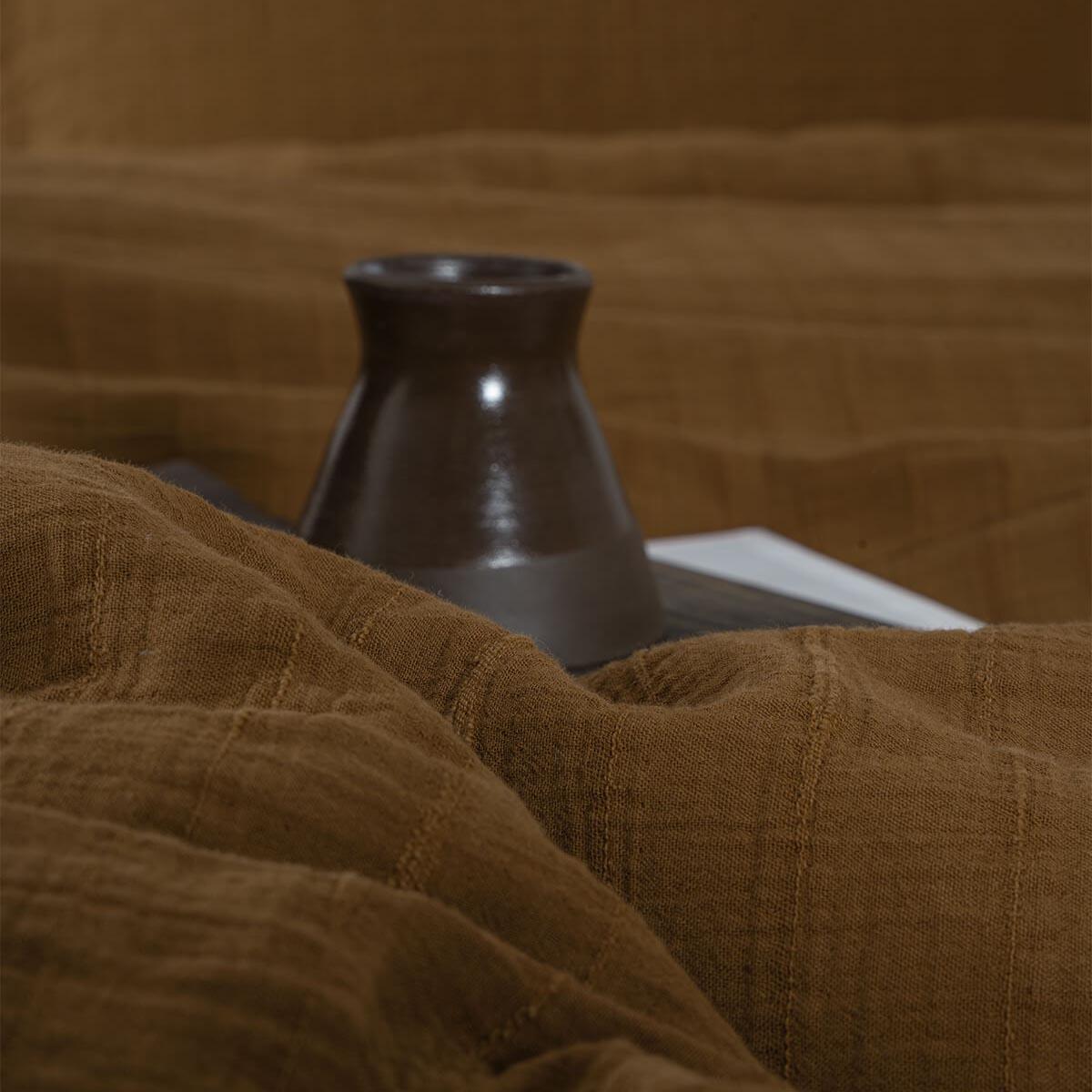 Serra Organic Cotton Double Bedding Set Brown