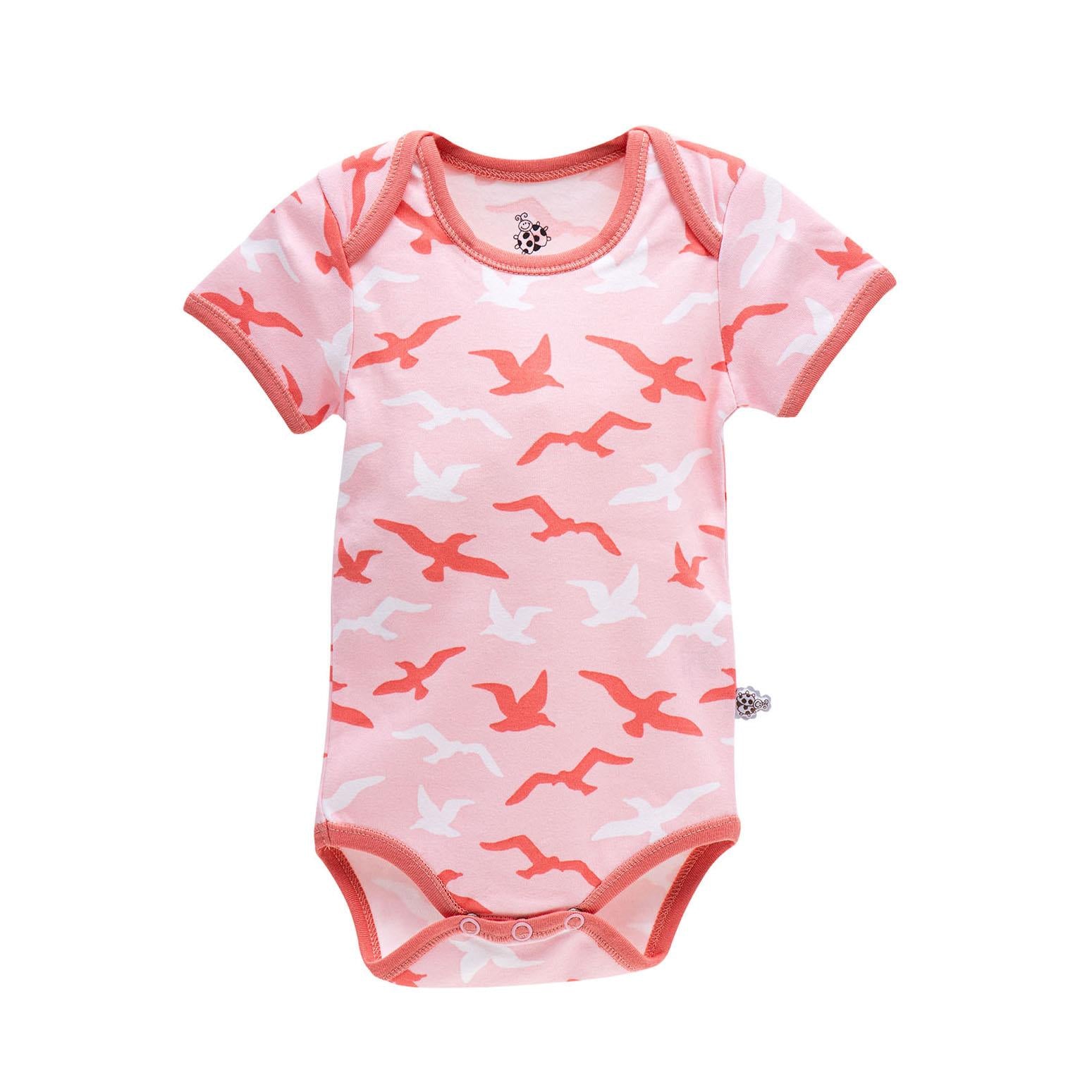 Turna Organic Cotton Baby Bodysuit Set of 2 Short Sleeved White-Salmon