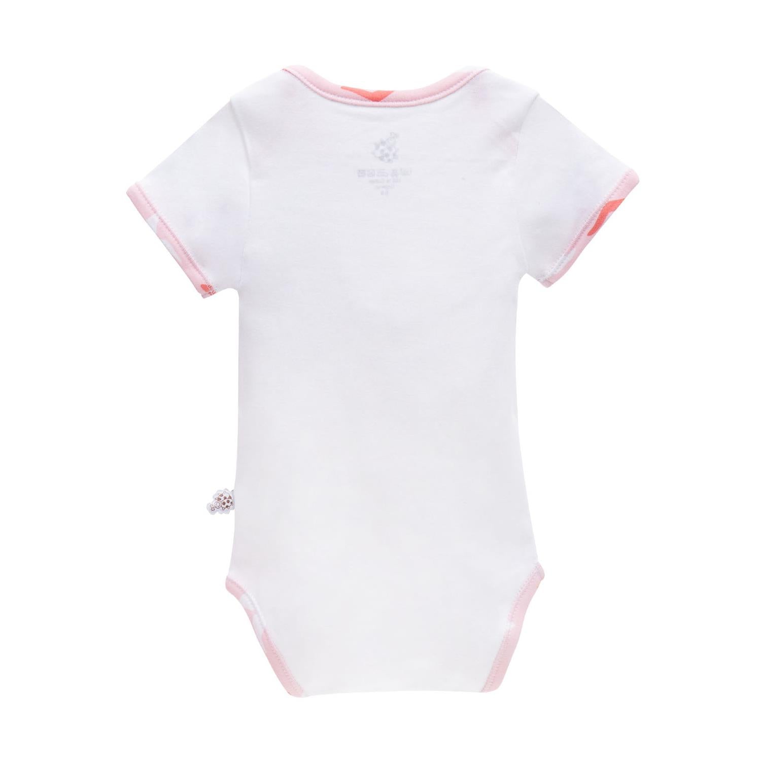 Turna Organic Cotton Baby Bodysuit Set of 2 Short Sleeved White-Salmon