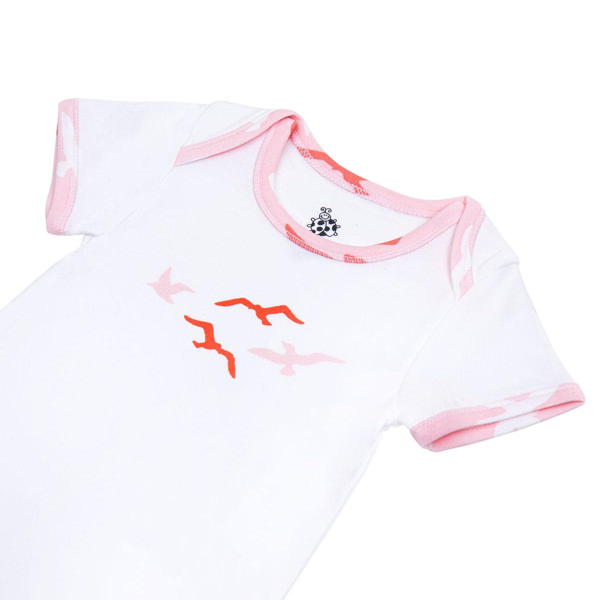 Turna Organic Cotton Baby Bodysuit Set of 2 Short Sleeved White-Salmon