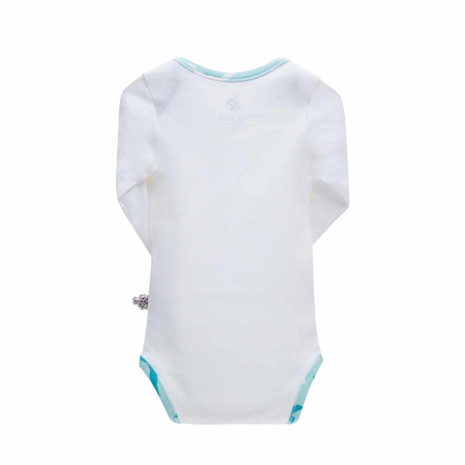 Turna Organic Cotton Baby Bodysuit Set of 2 Long Sleeved White-Turquoise