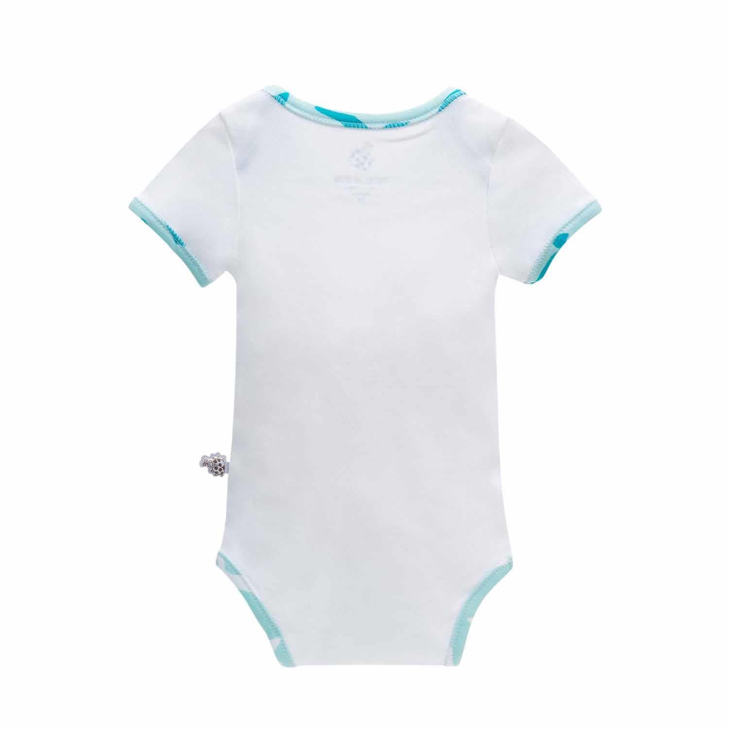 Turna Organic Cotton Baby Bodysuit Set of 2 Short Sleeved White-Turquoise