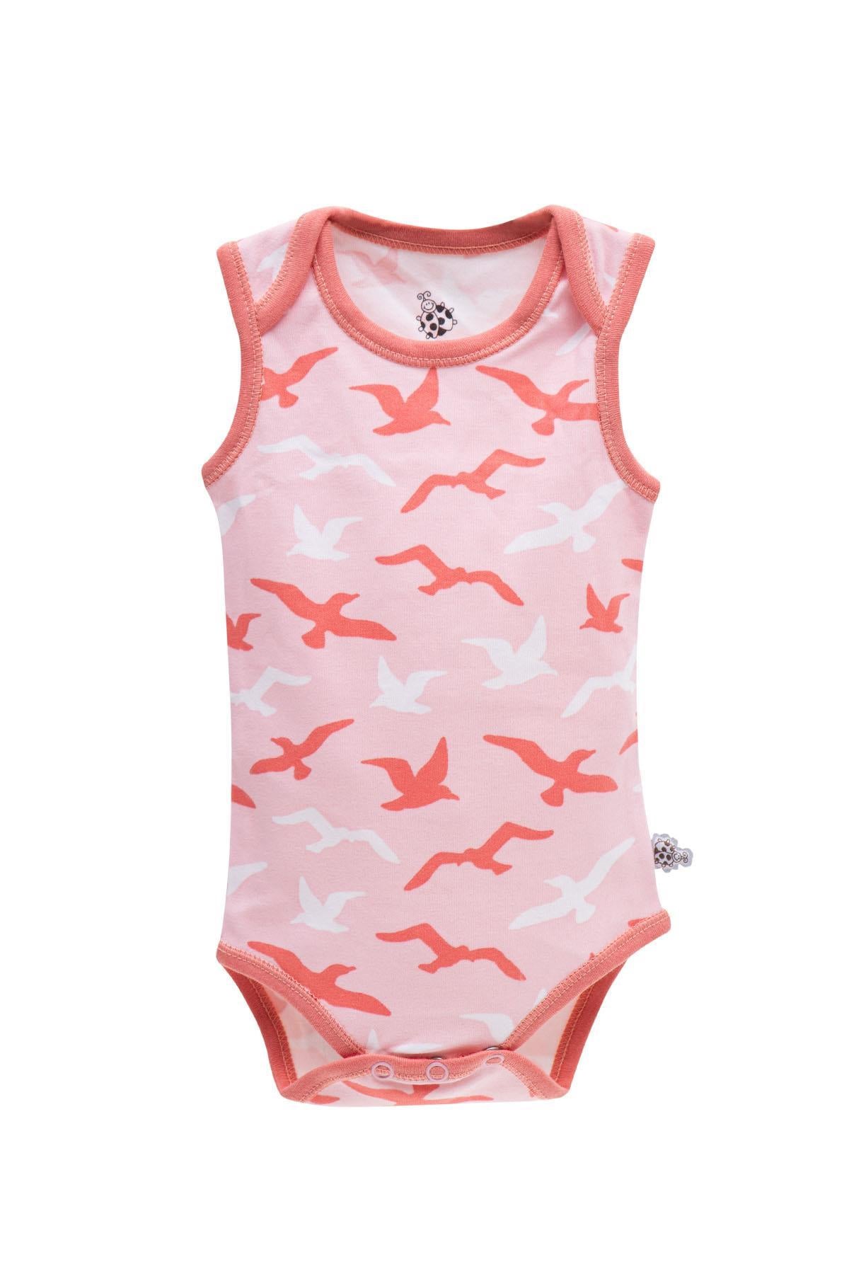 Turna Organic Cotton Baby Bodysuit Set of 2 Sleeveless White-Salmon