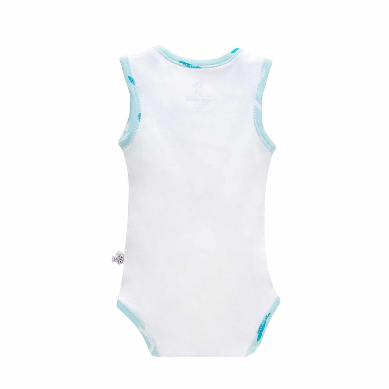 Turna Organic Cotton Baby Bodysuit Set of 2 Sleeveless White-Turquoise